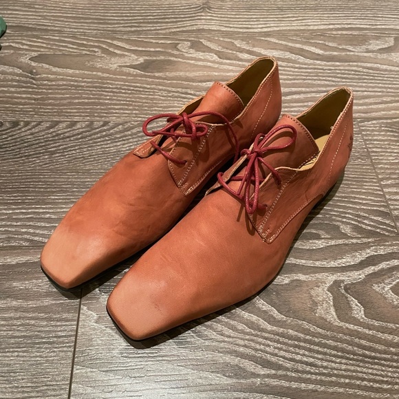 John Fluevog Tudor Prysten Square Toe Lace Up Dress Shoe Leather Portugal Made - Picture 12 of 16